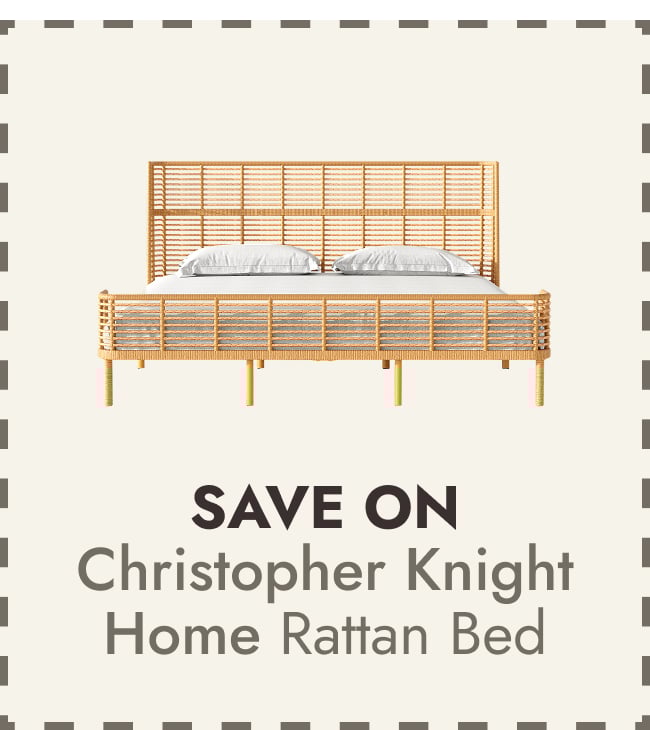 Christopher Knight Home - Marlowe Rattan Bed with Metal Frame and Wingback Design