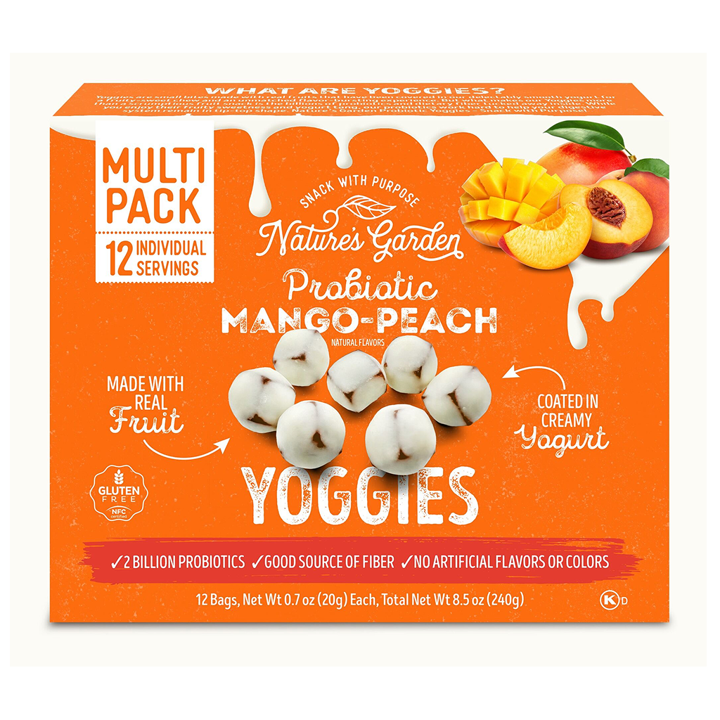 Nature's Garden, Probiotic Mango Peach Yoggies, Fruit Snacks,