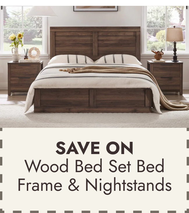 Scout 3-Piece Solid Wood Bed Set with Platform Bed Frame and 2 Nightstands