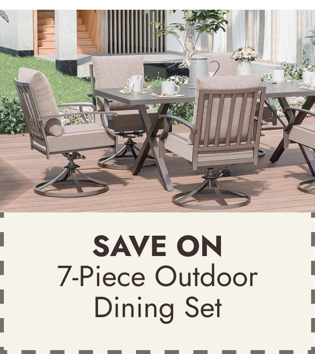 7-Pieces Outdoor Dining Set with X-Leg Table and Swivel Chairs