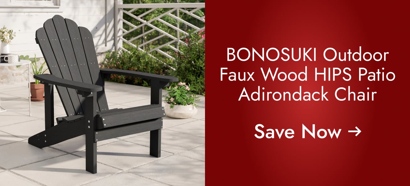 BONOSUKI Outdoor Faux Wood HIPS Patio Adirondack Chair