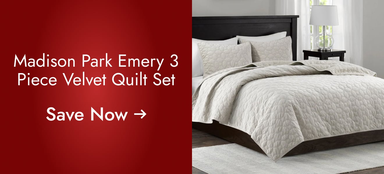 Madison Park Emery 3 Piece Velvet Quilt Set