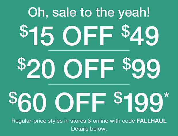 Oh, Sale to the Yeah! | $15 off $49 | $20 off $99 | $60 off $199