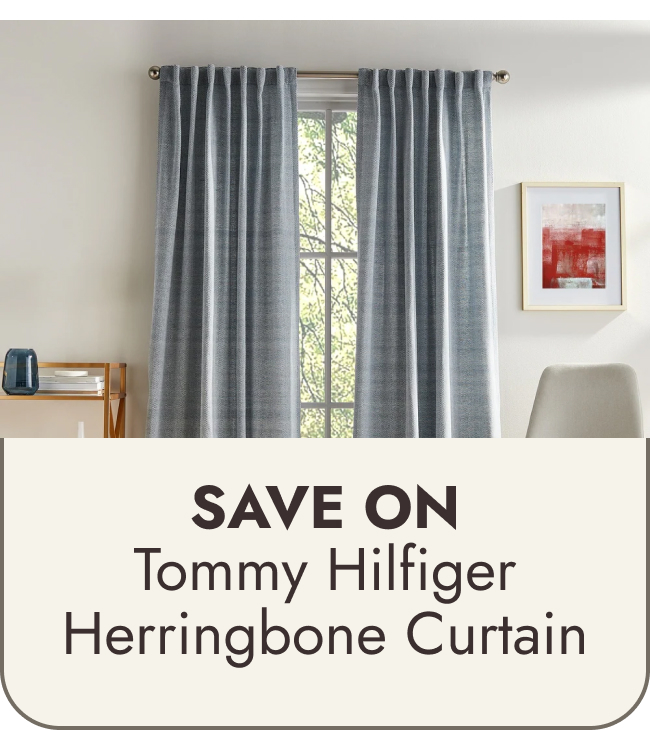 Tommy Hilfiger Herringbone Curtain Panel Pair