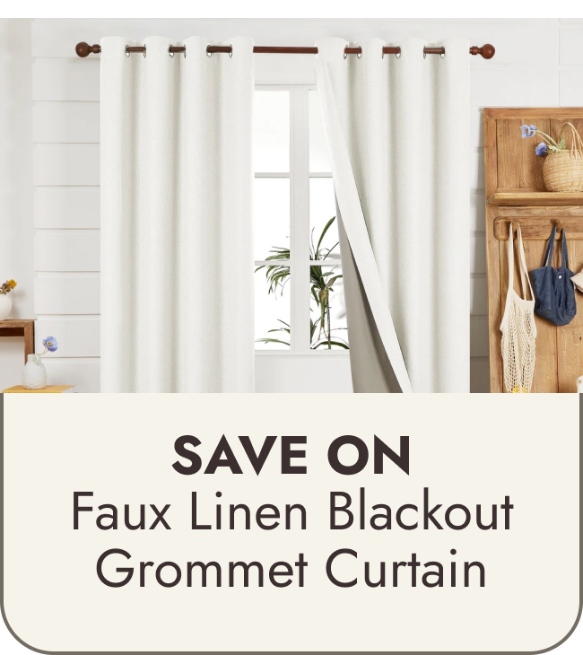 Faux Linen Total Blackout Grommet Curtain - 2 Panels