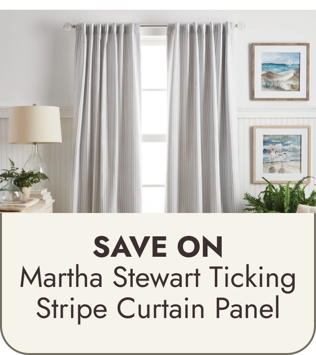 Martha Stewart Ticking Stripe Back Tab Curtain Panel Pair