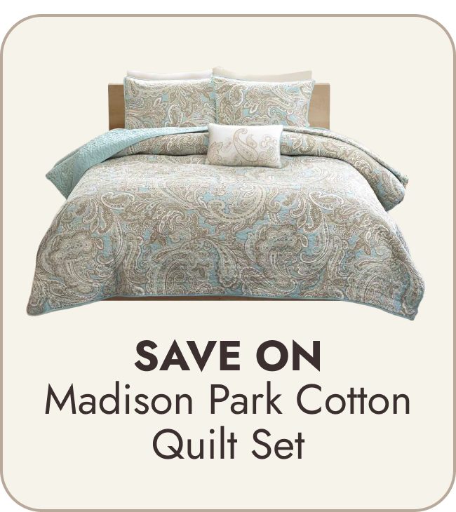 Madison Park Pure Ronan 4 Piece Cotton Quilt Set with Throw Pillow