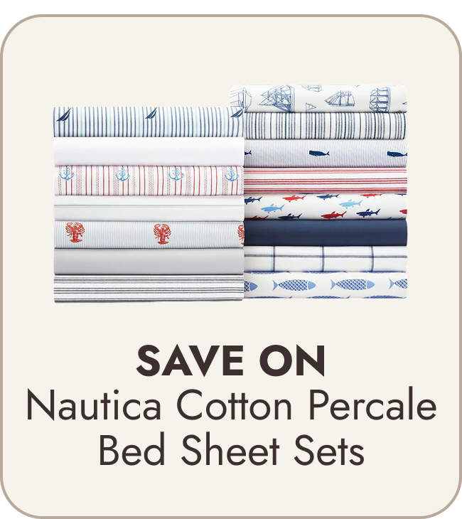 Nautica Cotton Percale Deep Pocket Bed Sheet Sets