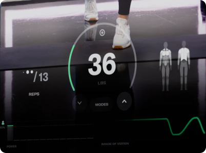 Close-up of Tonal's large and immersive touchscreen display