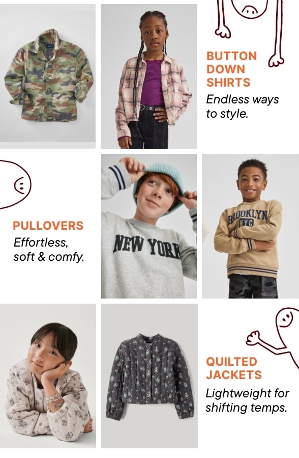 Shirts, Pullovers, Quilted Jackets + More