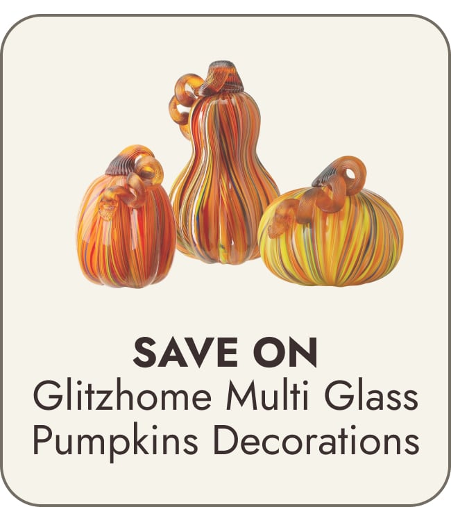 Glitzhome Multi Striped Fall Harvest Glass Pumpkins