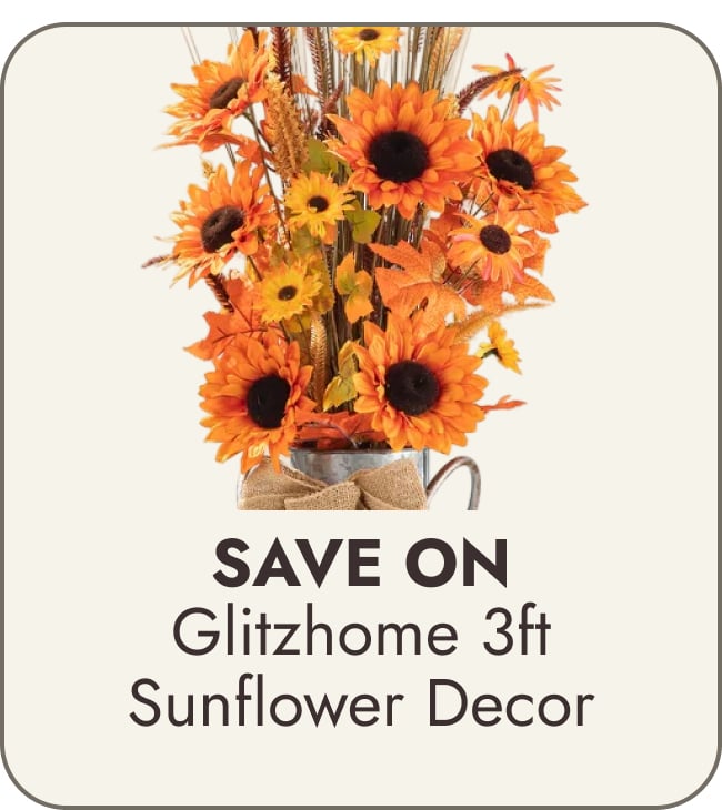 Glitzhome 3ft Fall Sunflower Leaf Potted Tree Porch Decor