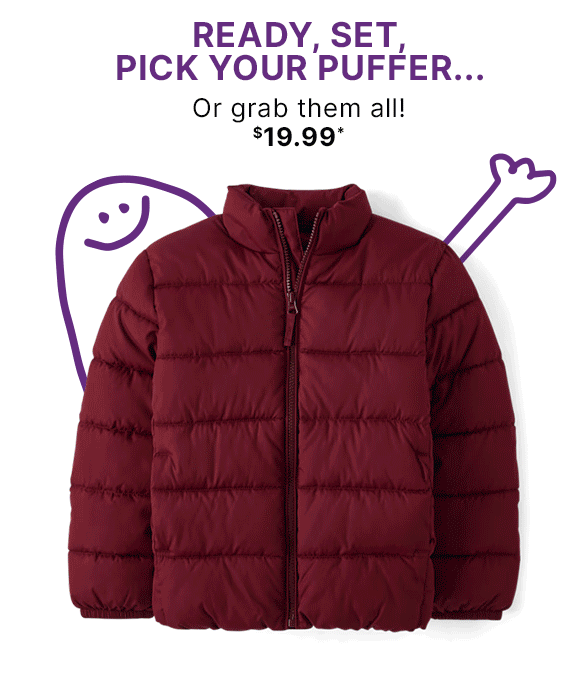 $19.99 Puffer + Buy a Puffer, get a hat or gloves for $5 