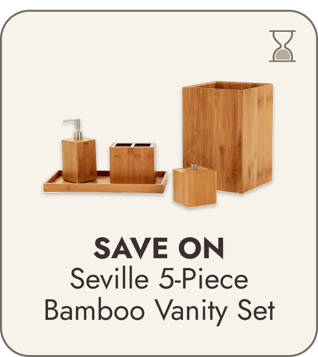 Seville Classics 5-Piece Bamboo Luxury Vanity Bathroom Accessory Set