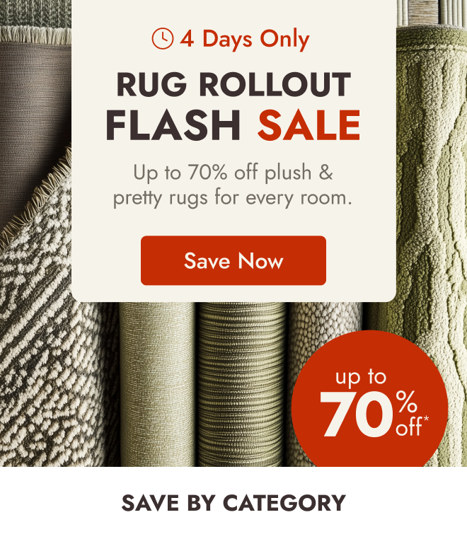 Up to 70% off rugs starts NOW