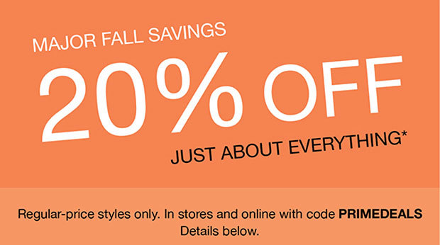 Major Fall Savings 20% Off