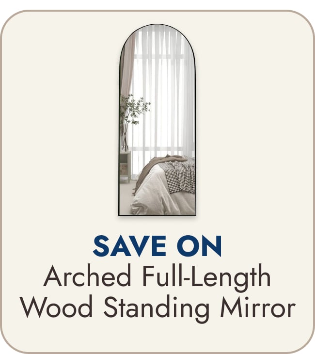 Arched Full-Length Wood Floor Standing Mirror
