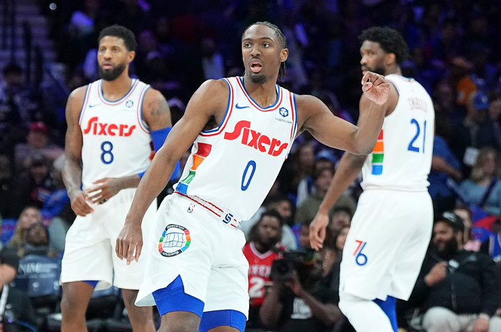 Paul George, Tyrese Maxey, Joel Embiid