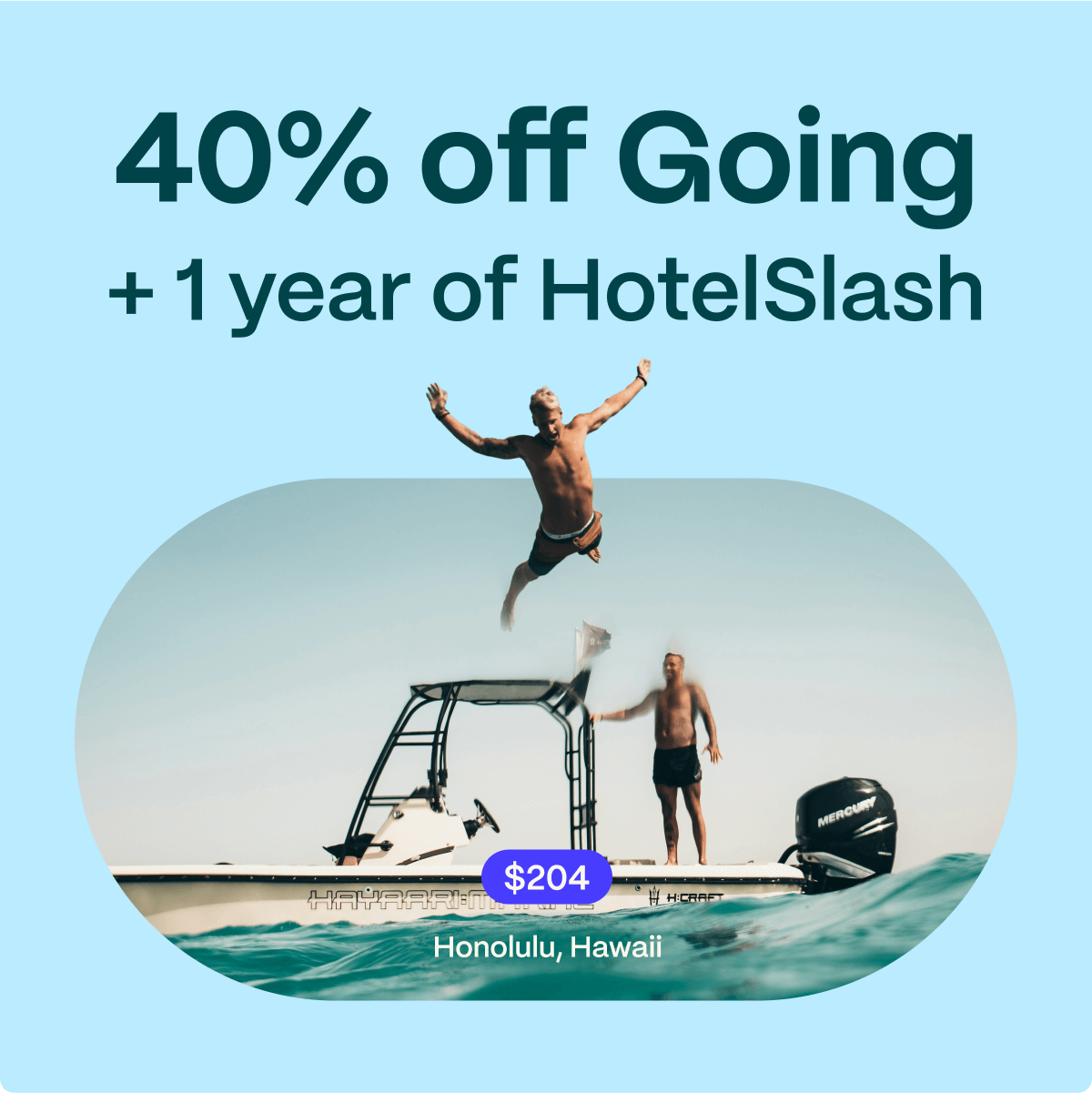 40% off Going +1 year of HotelSlash