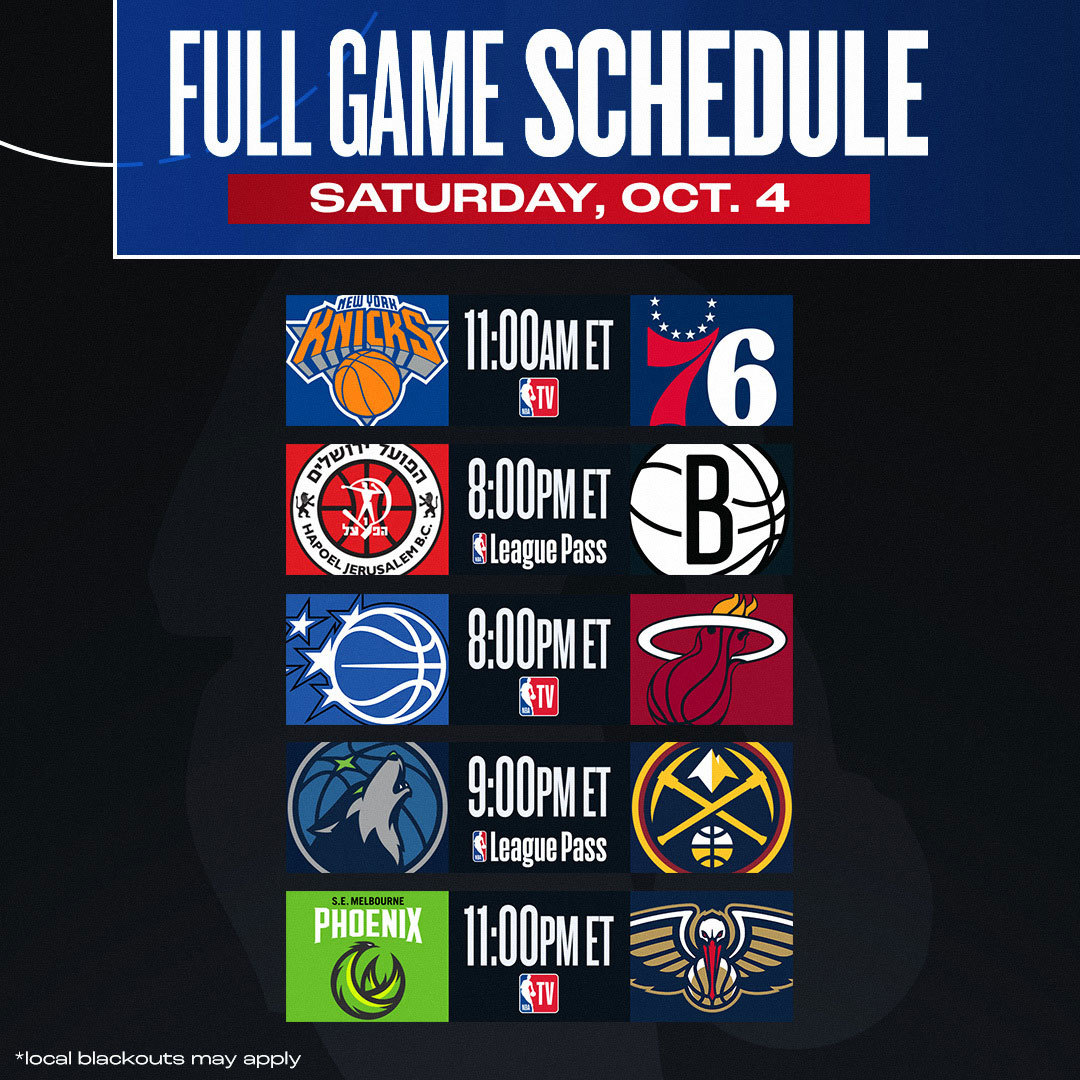 Saturday Schedule