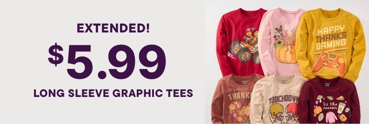 $5.99 Long Sleeve Graphic Tees 