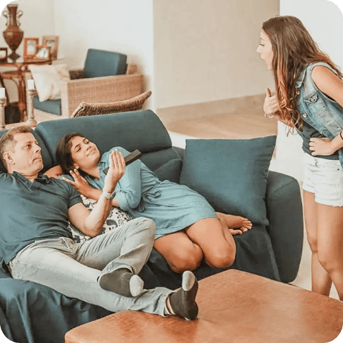 teen girl arguing with parents