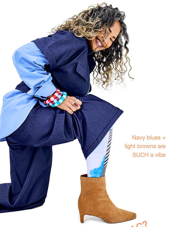 Navy blues + light browns are SUCH a vibe