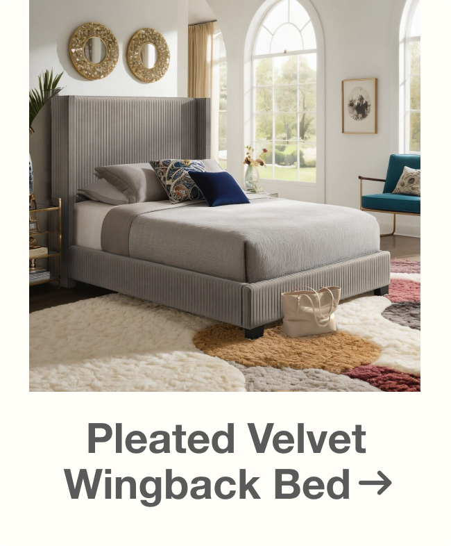 Shop the Pleated Velvet Wingback Bed