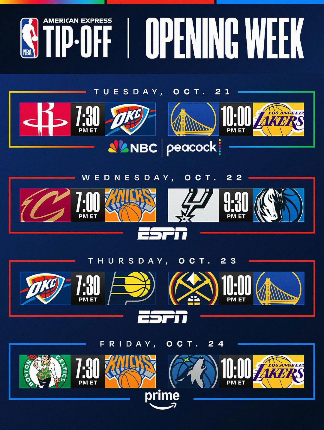 Opening Week Schedule