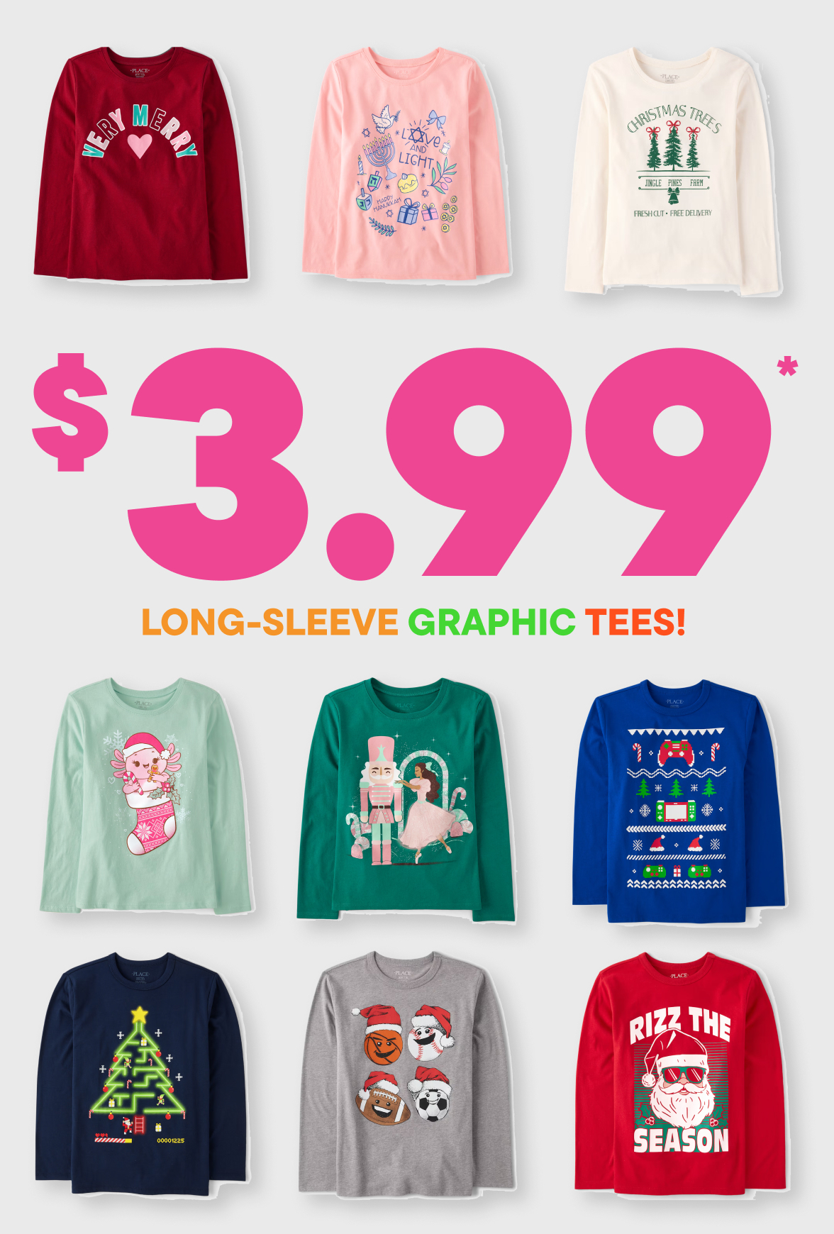 $3.99 Long Sleeve Graphic Tees