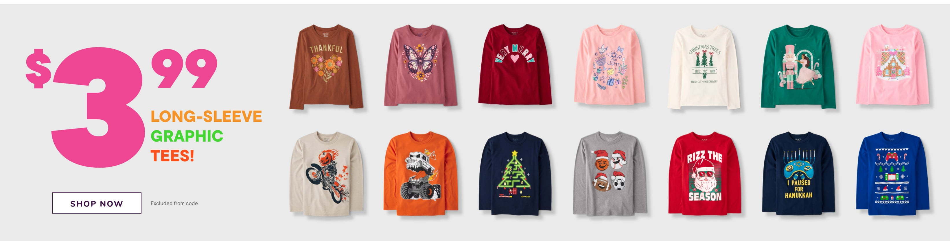 $3.99 Long Sleeve Graphic Tees