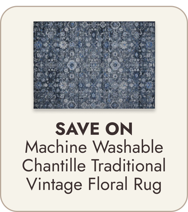 Machine Washable Chantille Traditional Vintage Floral Rug