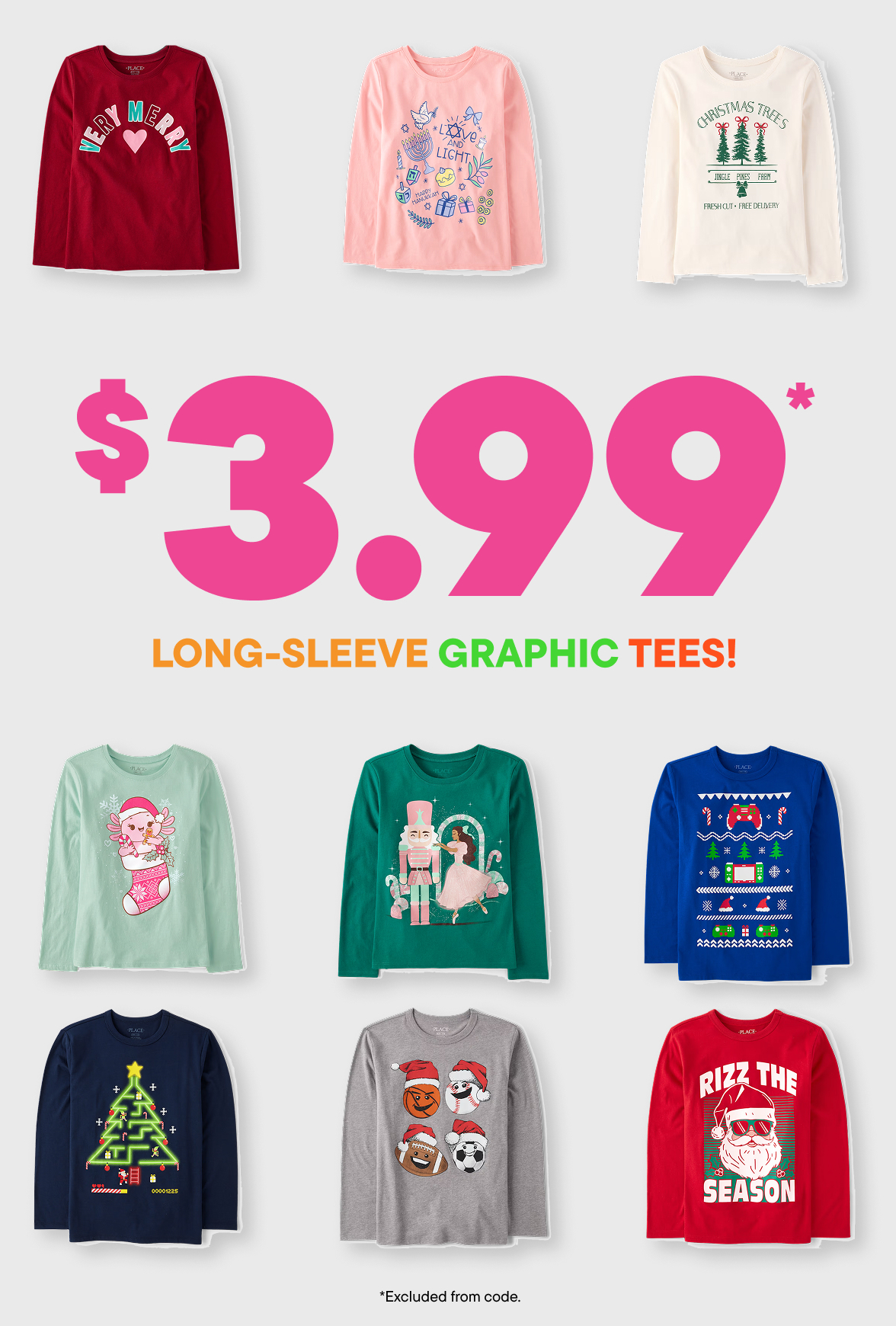 $3.99 Long Sleeve Graphic Tees