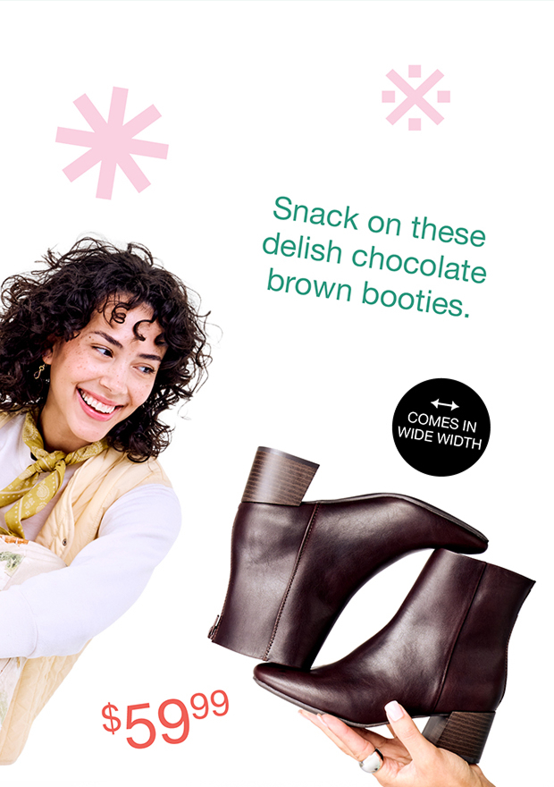 Snack on these delish chocolate brown booties. | $59.99