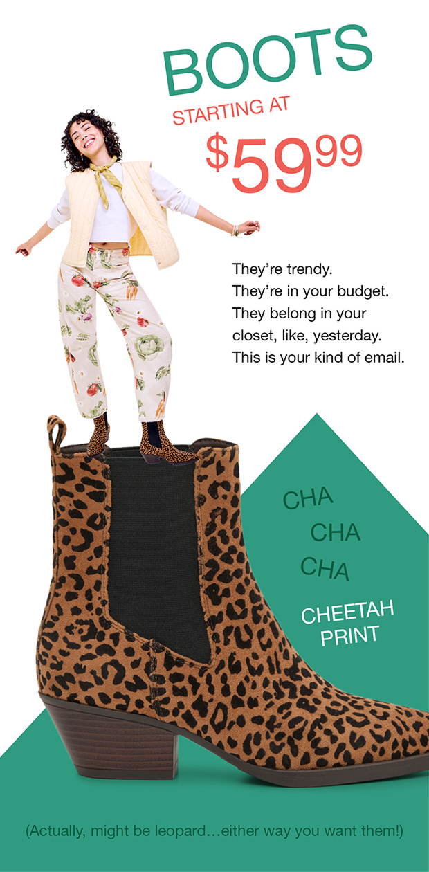 BOOTS STARTING AT $59.99