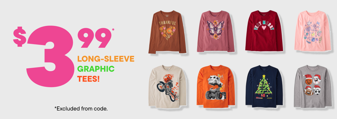 $3.99 Long Sleeve Graphic Tees