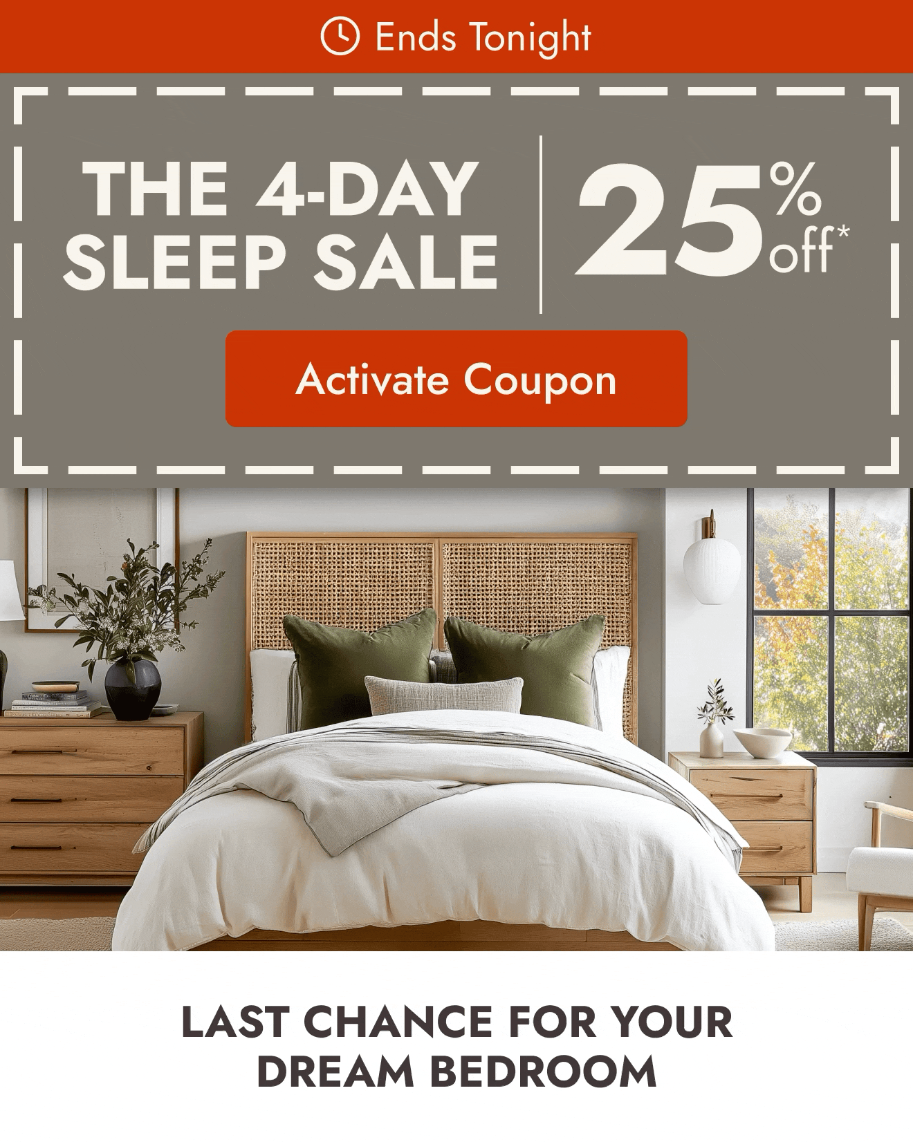 4-Day Sleep Sale: 25% off bedroom