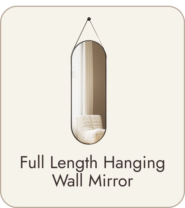 Full Length Hanging Wall Mirror with Leather Strap