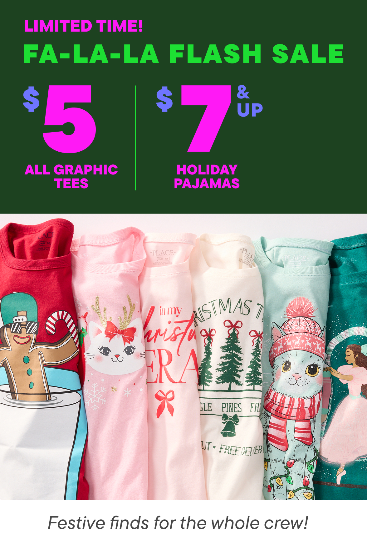 $5 Graphic Tees & $7+ Holiday Pajamas