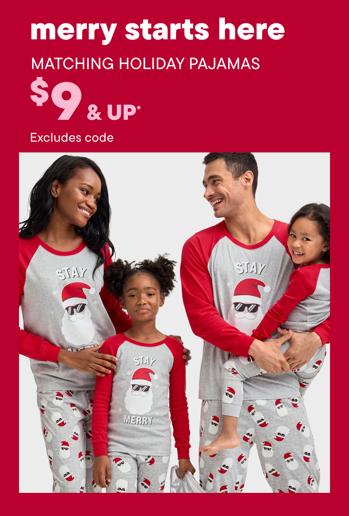 $9 & Up Matching Holiday Pajamas 