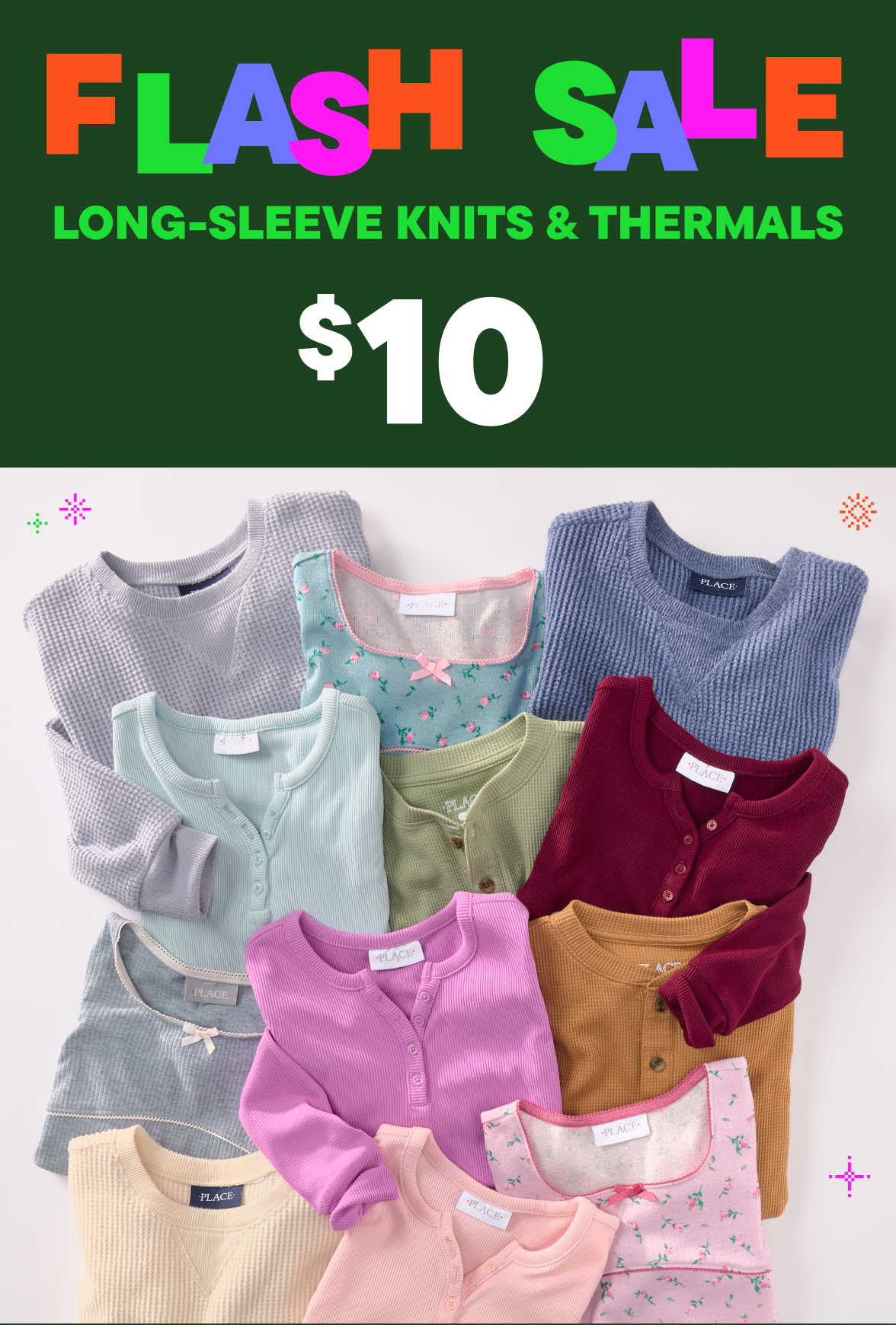 $10 Long Sleeve Knits & Thermals