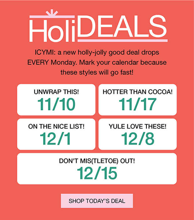 HOLIDEALS | SHOP TODAY'S DEAL