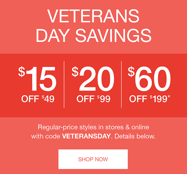 Veterans day savings - Shop Now
