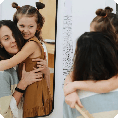 mom saying nice things about herself in front of her daughter