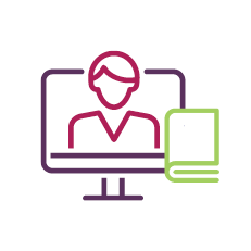 Courses and Webinars monitor with books