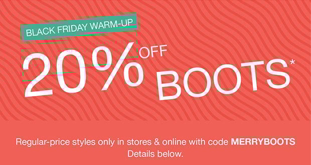 20% off Boots - SHOP NOW