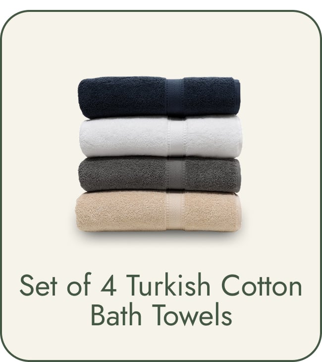 Set of 4 Turkish Cotton Bath Towels