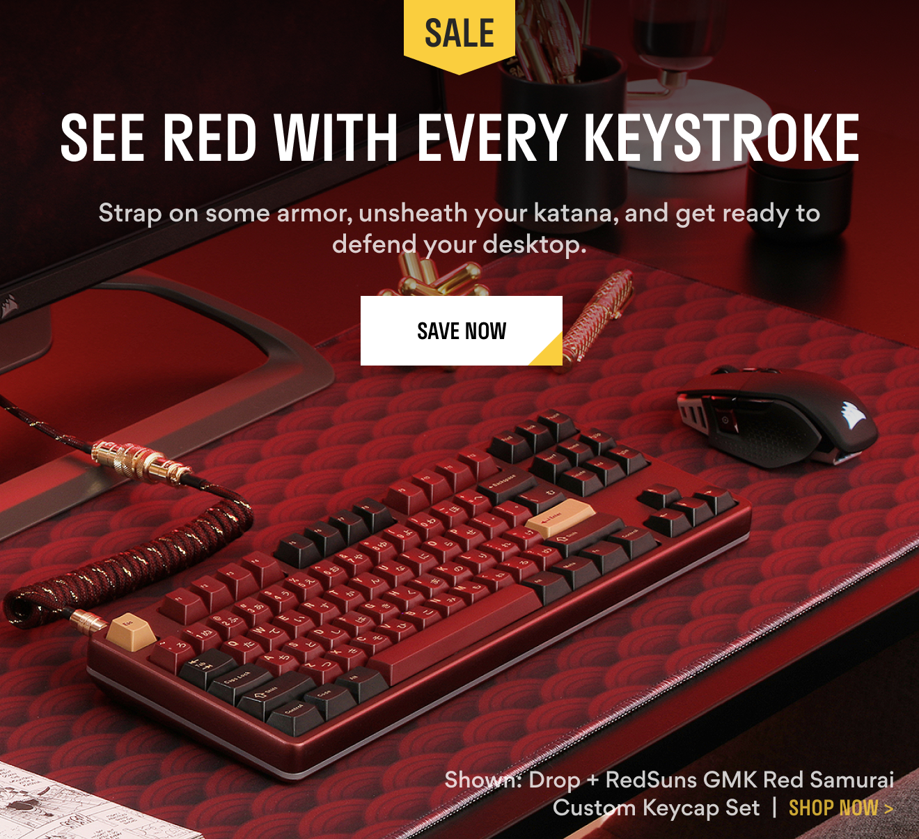 SALE: Drop + RedSuns GMK Red Samurai Custom Keycap Set