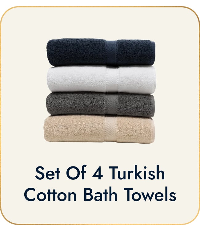 Set of 4 Turkish Cotton Bath Towels