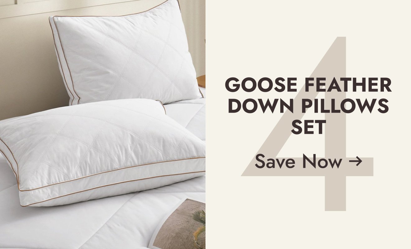 4. Set of 2 Goose Feather Down Pillows